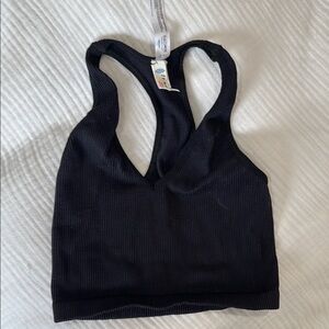 Free People Black Racerback Sports Bra